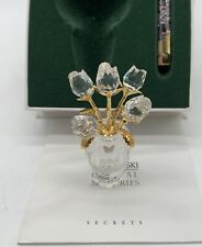 Swarovski Crystal Memories Secrets Rose Vase Flacon w/Gems 2004 Retired NIB picture