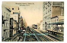 Brooklyn NYC NY - ELEVATED RAILROAD AT FULTON STREET - Postcard picture