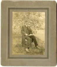 Antique Cabinet Photo Young Minister Reading Letter in Garden  picture
