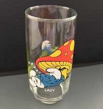 Vintage Lazy Smurf 1982 Peyo Collector Drinking Glass  Wallace Berrie & Co picture