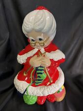 VINTAGE 1984 KNITTING MRS CLAUSE CERAMIC 12.5” STATUE SIGNED picture