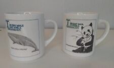 Vtg Rare Mug Vanishing Acts Panda Whale Disappearing Image Coffee Tea Set Of 2 picture
