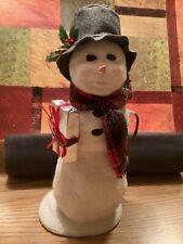 Byers Choice 10” Snowman With Gift Scarf Hat Christmas Figure Used picture