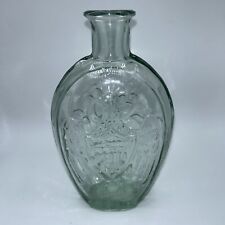 Vintage Art Glass Cornucopia Pontil Eagle Historical Flask Bottle Light Green picture