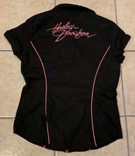 Women's Medium Harley Davidson Black Embroidered Full Zip Motorcycle Top Shirt picture