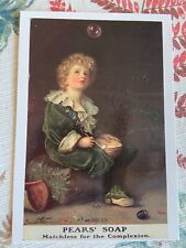 vintage postcard advertising Pears soap boy in green bubbles picture