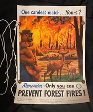 RARE Vintage Original 1953 Smokey Bear Tree Stringed Cardboard Poster Michigan picture