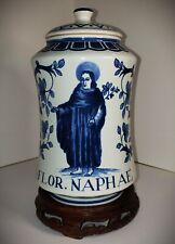 VINTAGE ROYAL DELFT Saint Damian Rx HAND-PAINTED & SIGNED Lidded APOTHECARY JAR picture