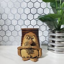 Rare Vintage Peter Petrie Signed 3D Bearded Ugly Face Hands Feet Pottery Mug Cup picture