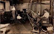 TEXTILE FACTORY Interior with Workers, Early Real Photo Postcard picture