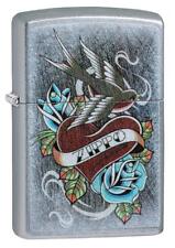 Zippo Windproof Lighter With Tattoo Style Heart & Zippo Logo, 29874, New In Box picture