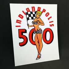 Indianapolis 500 Pinup Vintage Style Travel Decal / Vinyl Sticker, Luggage Label picture