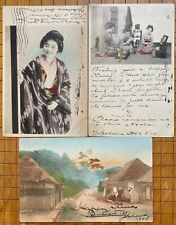 Lot of 3 Vintage Japanese Postcards c.1903-05 Yokohama Geisha Japan picture