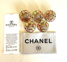 Chanel Vintage Button Set of 5 Size 24 mm Gold Tone Metal and Label picture
