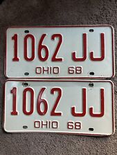 Pair of 1968 Ohio License Plates - 1062 JJ  - Very Nice picture