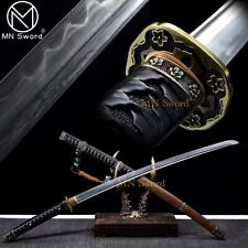 Rosewood Noble Tachi Sakura Fittings Japanese Sword Folded Steel Clay Hardened picture