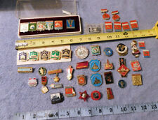 Lot of 45 vintage Russian Soviet Pins Education Science Towns picture