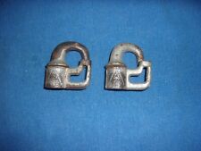 2 ANTIQUE MARKED METAL MAIL BAG RAILROAD LOCK LOCKS LOT picture