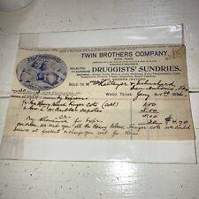 1896 Billhead for Twin Brothers Company Druggists  Waco, Texas picture
