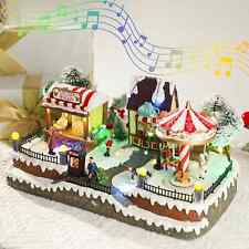 Christmas Village House Musical Christmas Village Amusement Park Popcorn Carouse picture