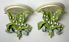 PAIR SILVESTRI Resin Wall Shelf Lilly Of The Valley Flowers Green White Ribbon picture