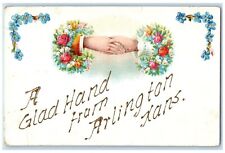 1908 A Glad Hand From Arlington Kansas KS, Flowers Embossed Antique Postcard picture