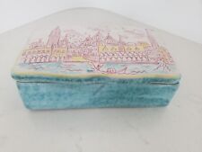 Italian Ceramic Trinket Box Venice Venetian Scene Italy Bridge Gondola Turquoise picture