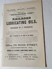 1873 original print ad ECLIPSE COMPANY Railroad Lubricating Oil Pittsburgh PA  picture