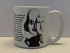 Vtg Largely Literary Designs 1993 William Shakespeare Caricature Coffee Mug 12oz picture