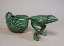 Metal Green Patinated Frog Pulling Snail Shell Planter picture
