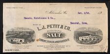 L.J. Petit & Co. Salt Cement Milwaukee Hutchinson* 1896 Cut Billhead - Scarce picture