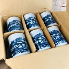 6 vtg dunoon coffee mugs Christmas 1980 stoneware from Scotland w box picture
