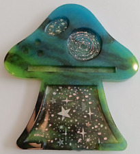small acrylic blue green mushroom galaxy space tray with angled bottom picture