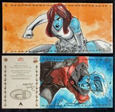Mystique & Nightcrawler Marvel Premier Triple Panel Sketch Card by Zach Zellars picture