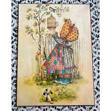 Vintage 70s Holly Hobbie Picture Prairie CottageCore Shabby Chic Retro Patchwork picture