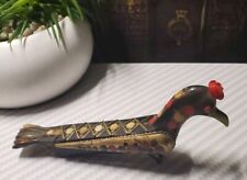 VINTAGE LEBANON CARVED HORN FIGURAL BIRD KNIFE  coral, turquoise silver inlay  picture