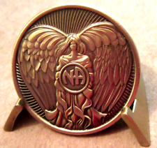 Narcotics Anonymous Bronze ANGEL Medallion & Stand NA Clean Coin Token Chip picture