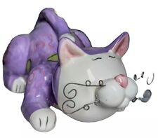 Vintage Ceramic Purple Kitty Cat Figurine with Wire Whiskers picture