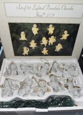 Preowned Set Of 10 Lighted Porcelain Cherubs Item #LCP In Beautiful Condition  picture