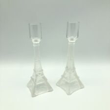 Antique Eiffel Tower Glass Pressed Candlestick Candle Holder Paris France 7