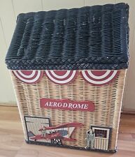 Vintage Wicker Rattan Aero Drome Storage Box Basket Laundry Hamper  picture