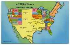 A Texan's Map Of The United States Texas Humor Postcard picture