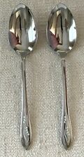 Set 2 Oneida Oneidacraft Premier Stainless WHITE LILY Serving Spoons EXCELLENT picture