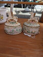 2 Piece Vintage Carousel Horse Trinket Dishes picture