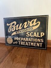Early Buva Standard Scalp Preparations Hair Grower Barber Shop Sign Metal Rare picture
