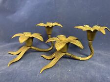Pair of Antique Flower Metal Candlesticks picture