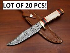 20 PCS LOT HAND FORGED DAMASCUS BLADE HANDMADE CAMPING HUNTING BOWIE KNIVES, picture