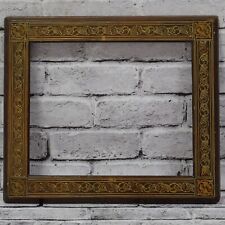 Ca. 1900 old wooden decorative frame with leather  fold dimensions: 12.2 x 10 in picture
