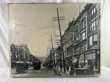 Vintage ENLARGED PHOTO of LACKAWANNA AVE SCRANTON PA w/ Trolleys & Power Lines picture