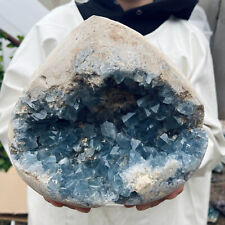 15lb Large Natural Blue Celestite Crystal Geode Quartz Cluster Mineral Specime picture